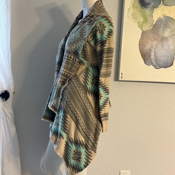 Dreamers Multicolor and Gray Open Front Waterfall Sweater ** EUC ** - Picture 3 of 8